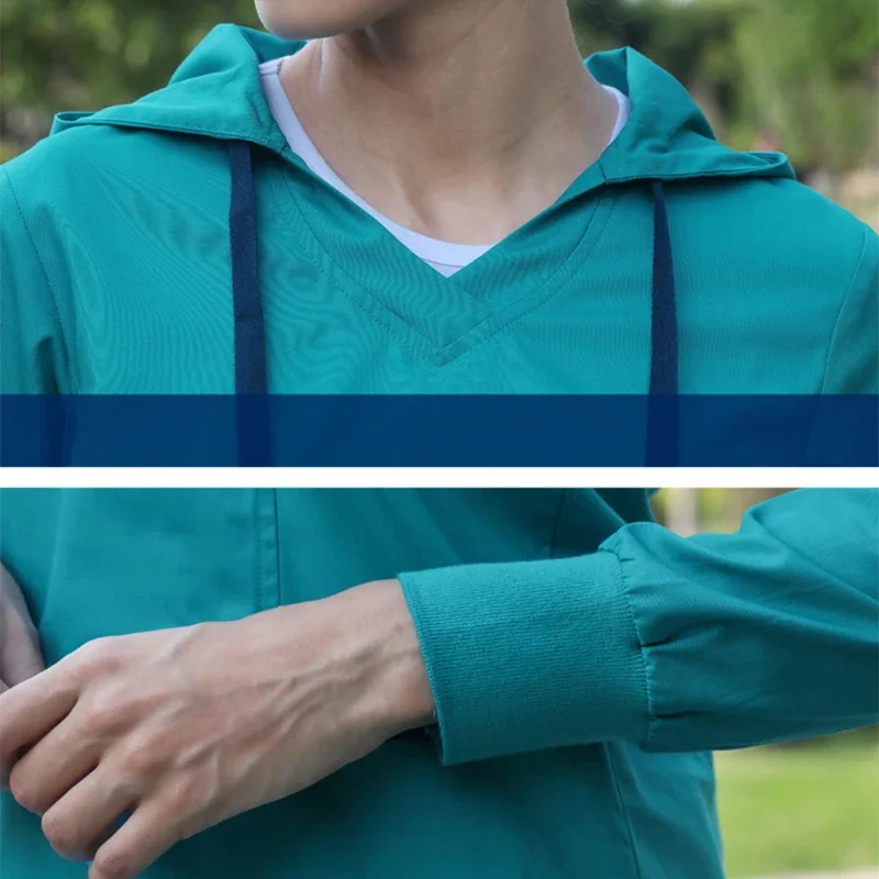 Sweat à capuche et pantalon de jogging unisexe, uniforme médical, vêtements de travail pour femmes et hommes, uniforme de travail, qualité popeline, Scrdécentr20SS027