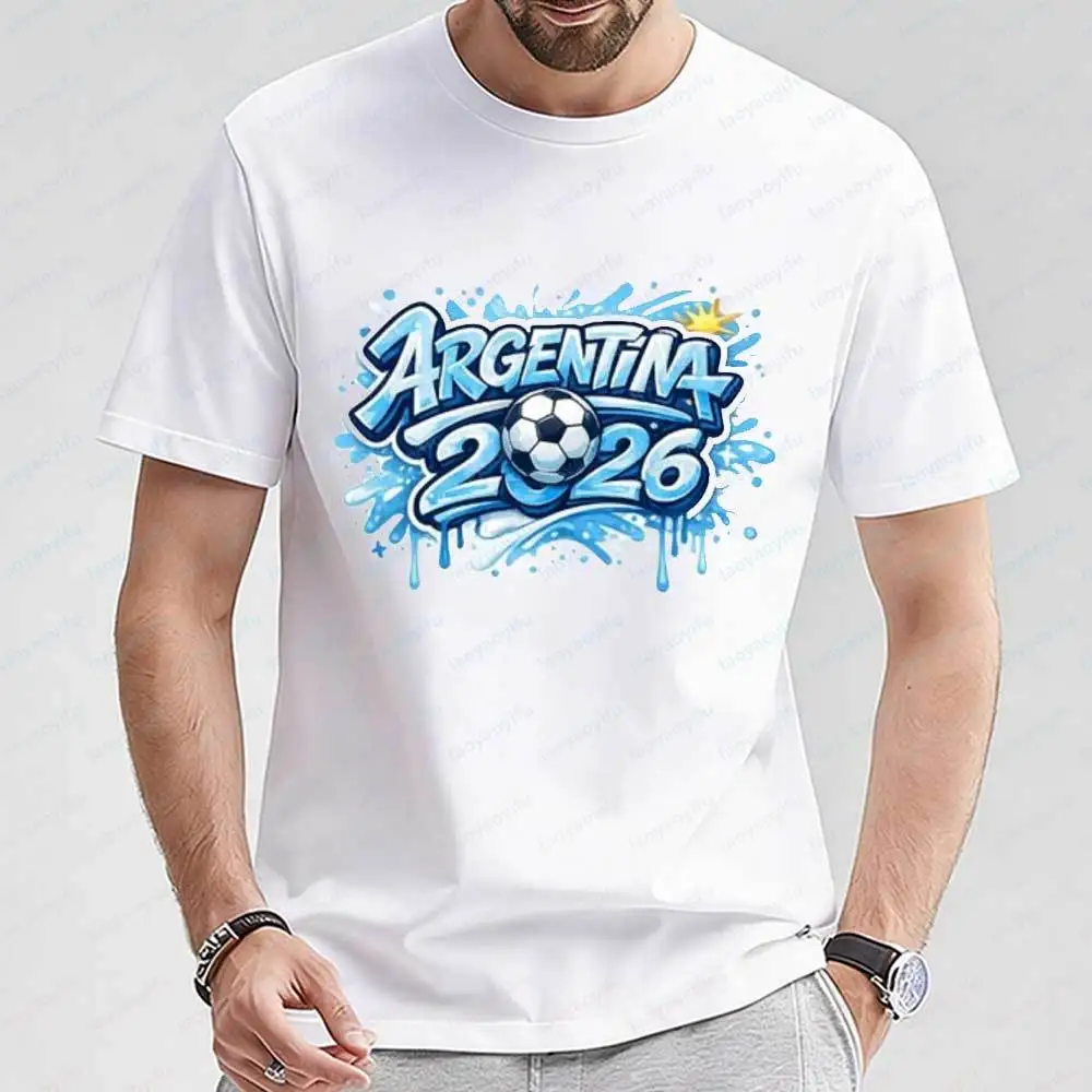 

2026 Soccer Argentina T-Shirt for Men Cool Argentina Football Fan Graphic Tee Cotton 2026 Soccer Sportswear Summer Trendy Tops