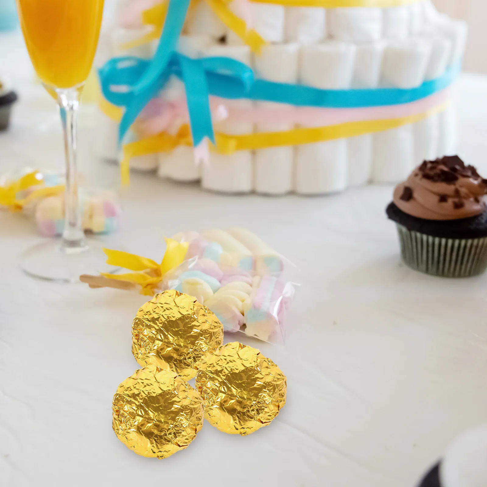 

600pcs Chocolate Packaging Paper Gold Aluminum Foil Wrappers for Bakery Birthday Wedding Food Grade Easy Use