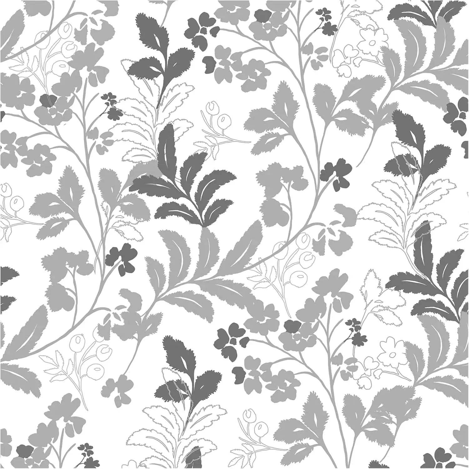 White Gray Leaf Wallpaper Peel and Stick Wallpaper Boho Contact Paper Self Adhesive Removable Wallpaper for Bedroom Bathroom