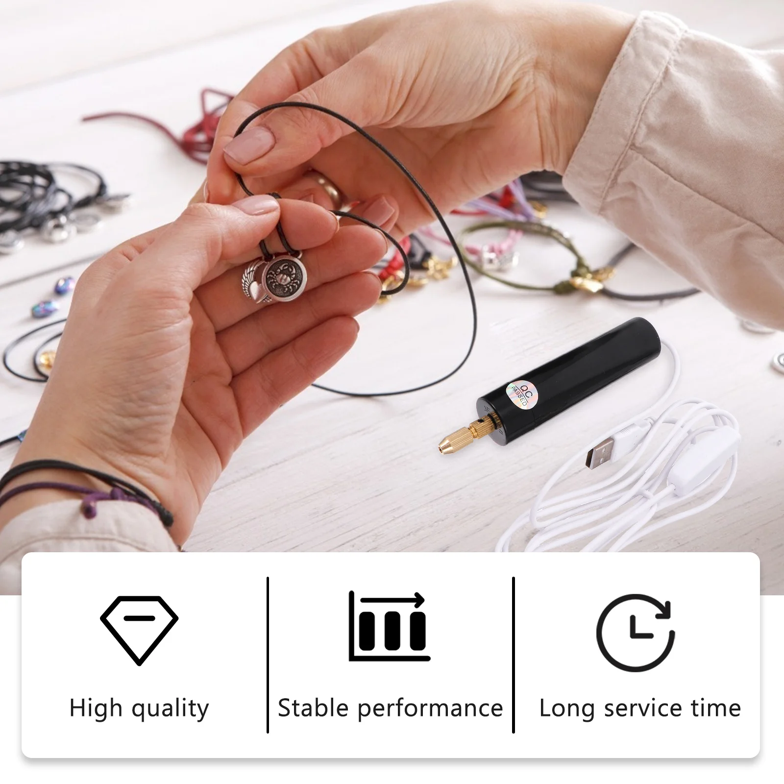 

1Set Electric Drill Set Portable USB Rotary Tools Mini DIY Drilling Tool Powerful for Beads Wood Plastic Craft