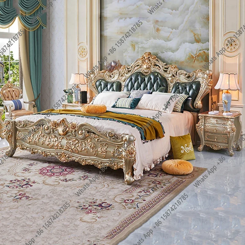 Iu Bedroom Set Unique Oak Double Bed Elegant European Modern Storage Queen Bed Luxury Princess Comferter Le Lit Pour 2 Personnes