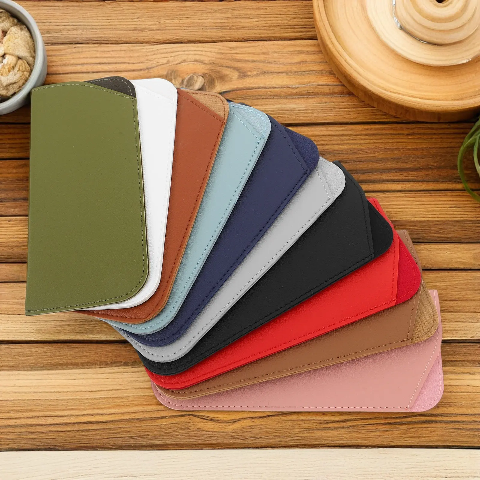 

10Pcs PU Reading Glasses Pouch Slant Opening Soft Eyeglasses Organizer Case Scratch-Resistant Lightweight Portable Slim Travel