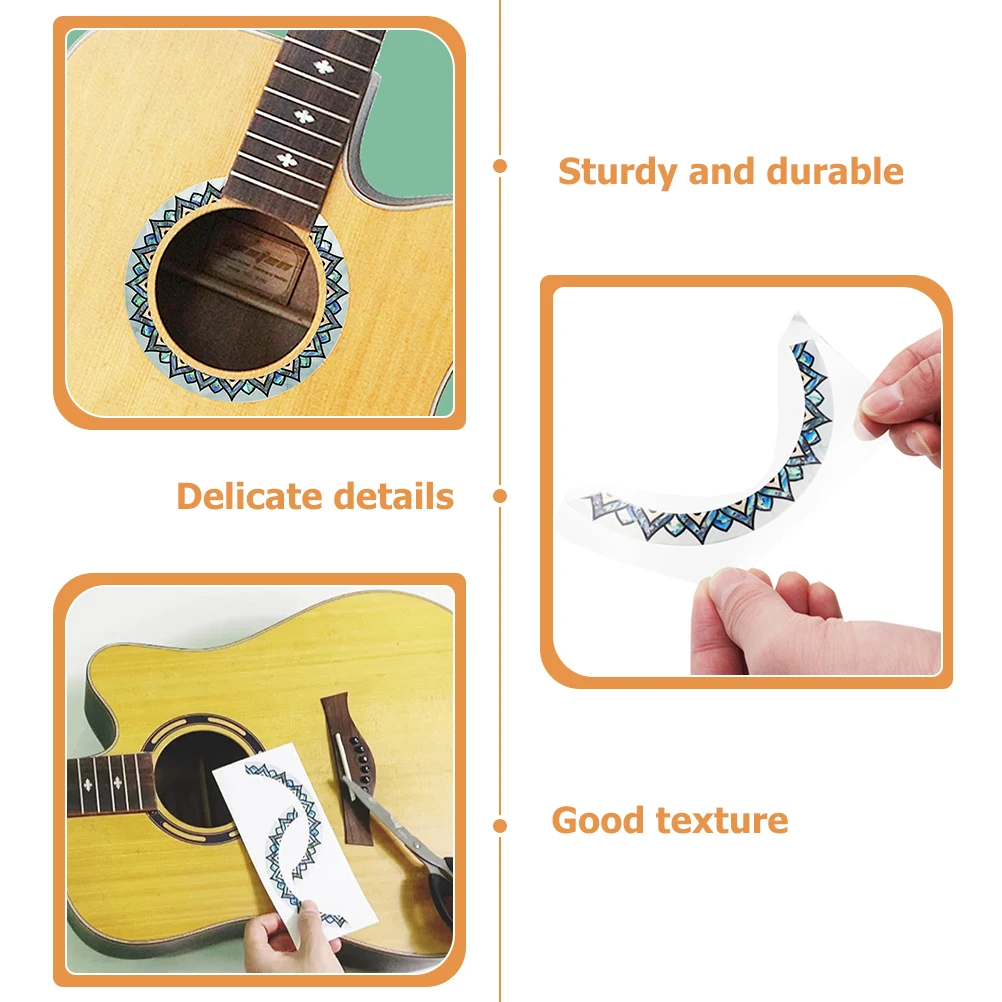

2pcs Guitar Rosette Decal Acoustic Sound Hole Rosettes Durable Exquisite Pattern Easy Install Fit Most Guitars Guitar Decals