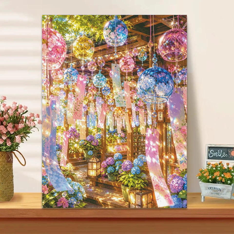 100% Fairy Dust Wind Chime Art Diamond Painting Crystal Diamond Mosaic Cross Stitch Kit DIY Food Landscape Handmade Decor Gifts