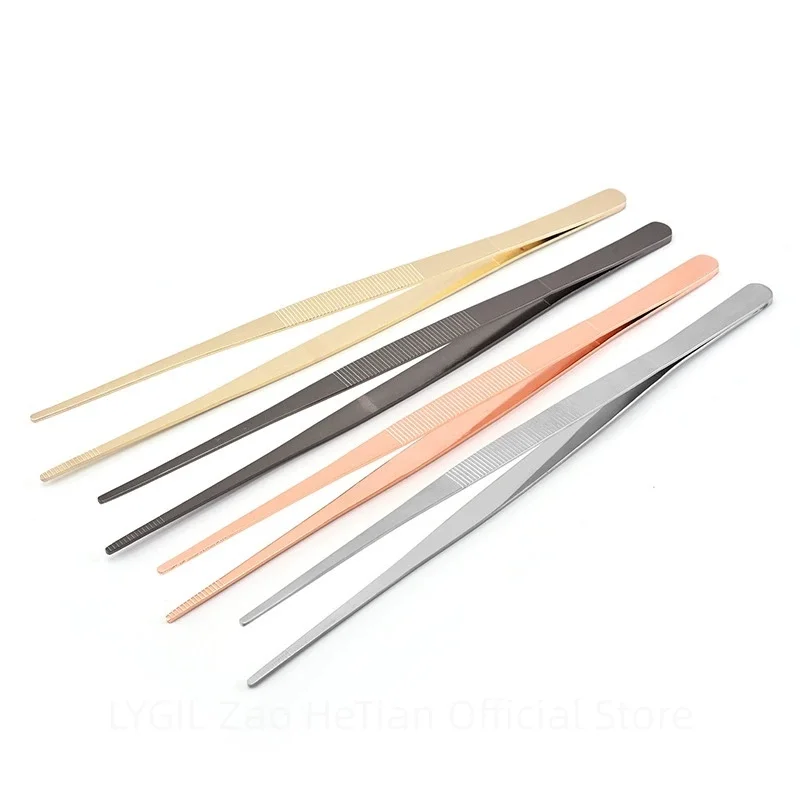 Pinzas de acero inoxidable para cocina, pinzas para mariscos y bar, herramienta para alimentos, pinzas para guarnición, accesorios para Bar, chapado en cobre/oro