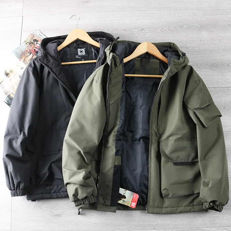 

Мужская свободная повседневная куртка с капюшоном, ветрозащитная водонепроницаемая хлопковая рабочая одежда Faion Urban Sle Long Sve Thiened, осень-зима...