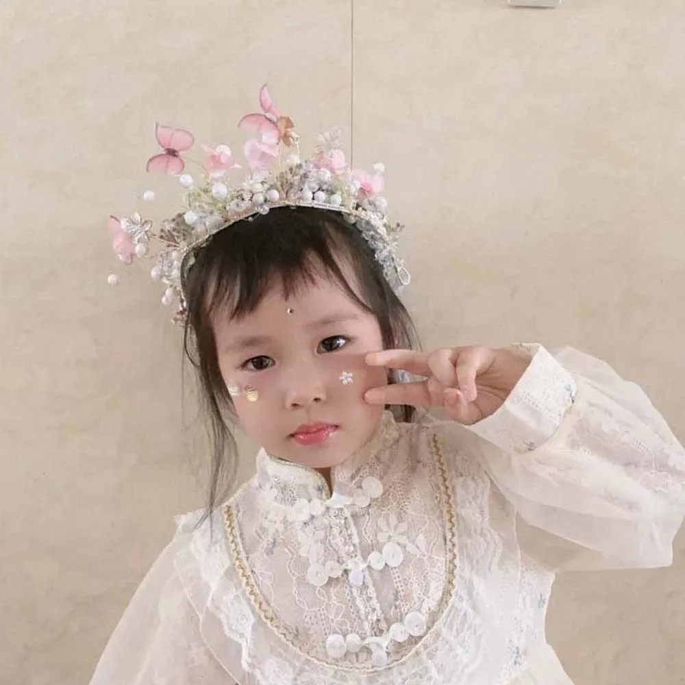 

Богемный стиль, бабочка, сказочный обруч для волос, бусины, шелковая лента, гирлянда для девочек, имитация цветка, регулируемый венок, повязка на голову, свадьба