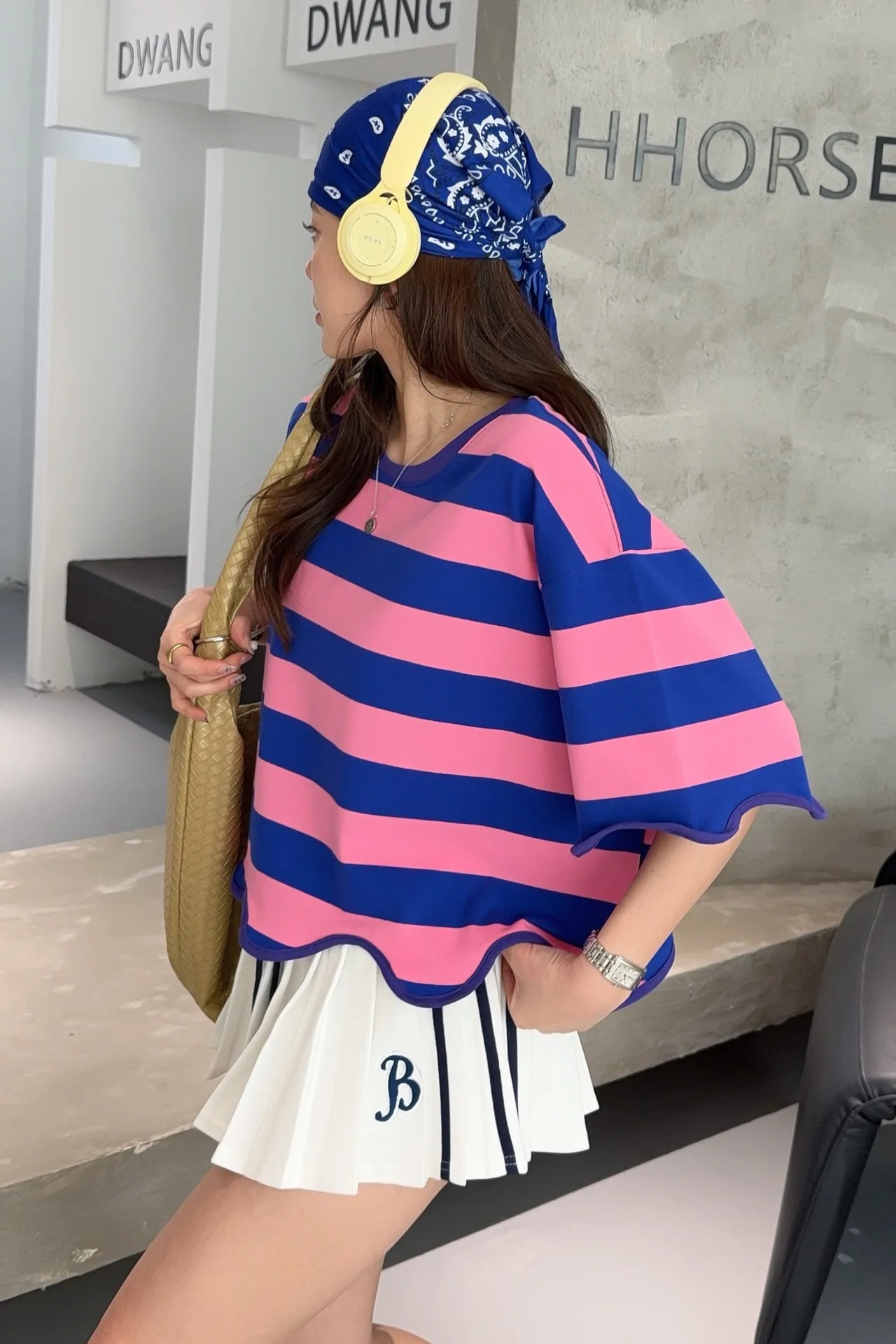 2026 Summer Striped Print Half Sleeve Irregular T Shirt Woman Bust 128cm Casual O Neck Oversized Tees Vestidos Femme Y2k Tops