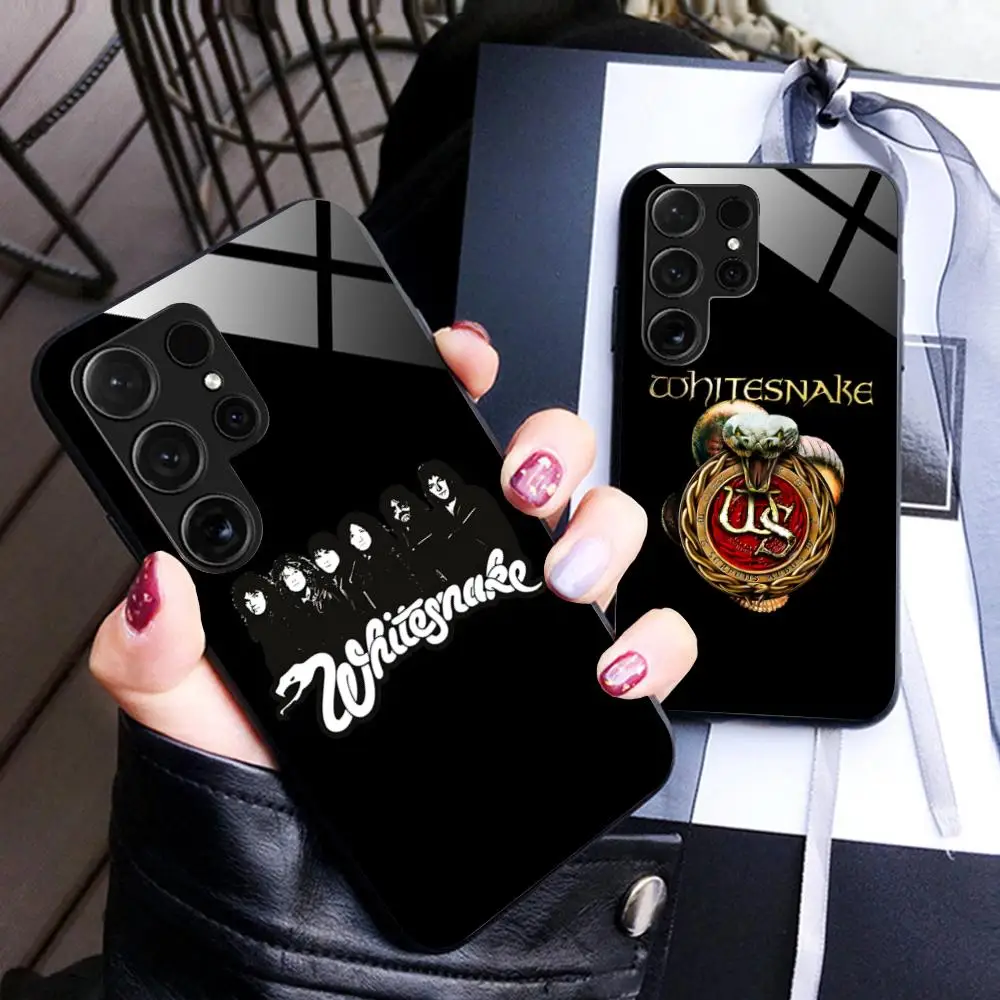 Fashion White Snake Phone Case for Samsung Galaxy S26 S25 S24 S23 S22 S21 S20 Note20 Plus FE Ultra Glass Protective Cover