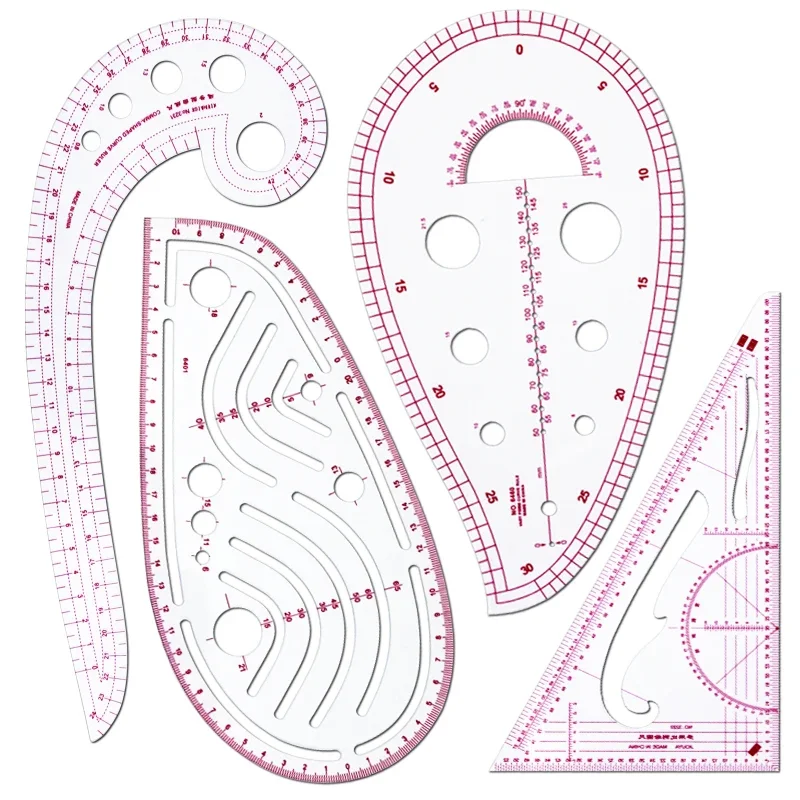 4PCS Tailor Measuring Ruler Kit DIY Tailor Patterns Sewing Drawing Quilting Tools Clothing Patchwork Cutting Curve Craft