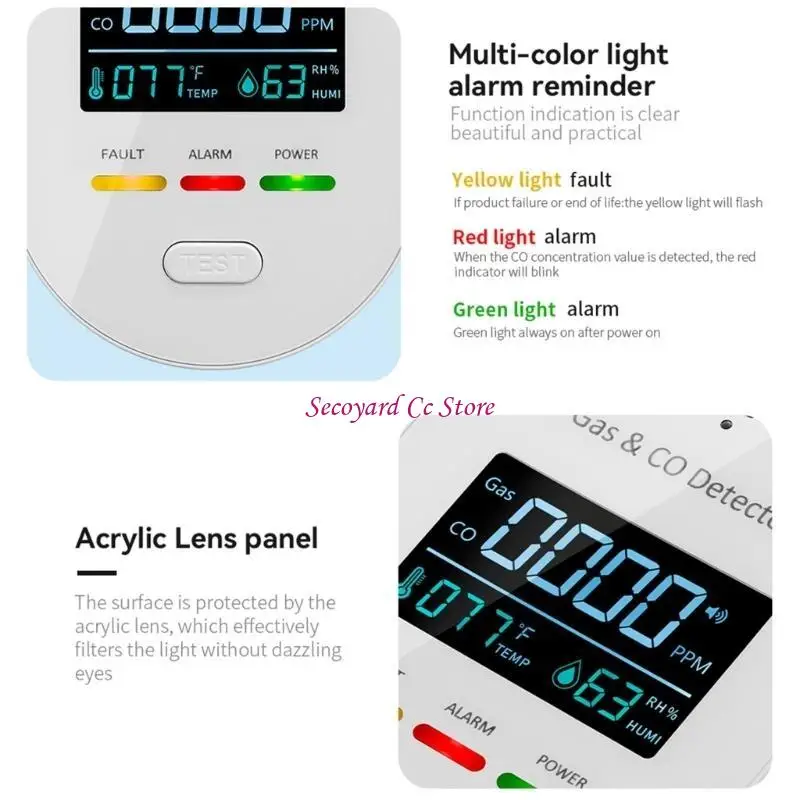 N3UC Huishoudelijk veiligheidsapparaat dat gas CO-lekken detecteert Veranderingen in temperatuur en vochtigheid