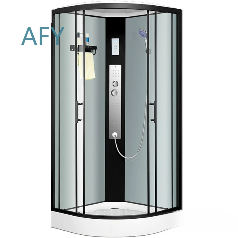 Arc Fan Integrated Shower Room for Modern Bathroom Wet Dry Separation Enclosure with Sliding Door Space Saving Design Easy