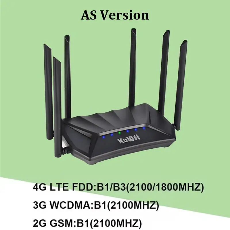 To 1200Mbps 4G LTE Router 2.4G 5G Dual Band Wireless Router with 6*5dBi High Gain Antennas with Gigabit WAN LAN Port