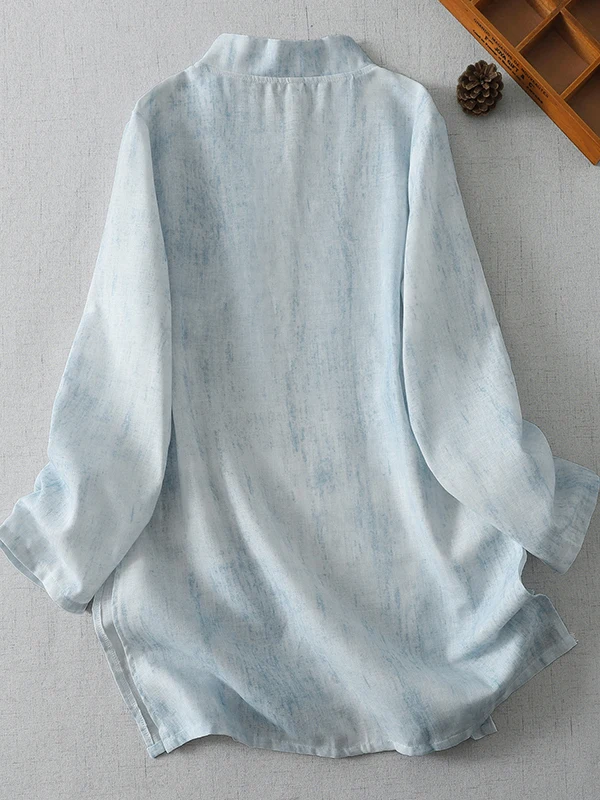 Retro Style Tai Chi Practice Clothes Long Sleeve Middle Robe Women's Spring Summer New Fashion Dao System Oblique Flap Hanfu