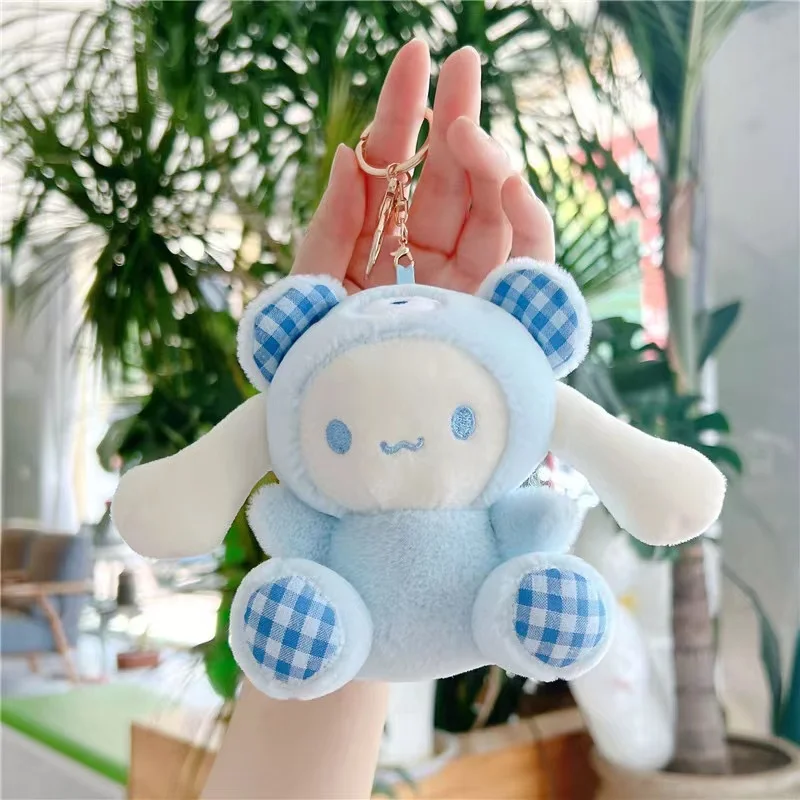 Kawaii Sanrio Plush Keychain Doll Hello Kitty My Melody Kuromi Cinnamoroll Cartoon Animal Stuffed Pendant Backpack Decoration