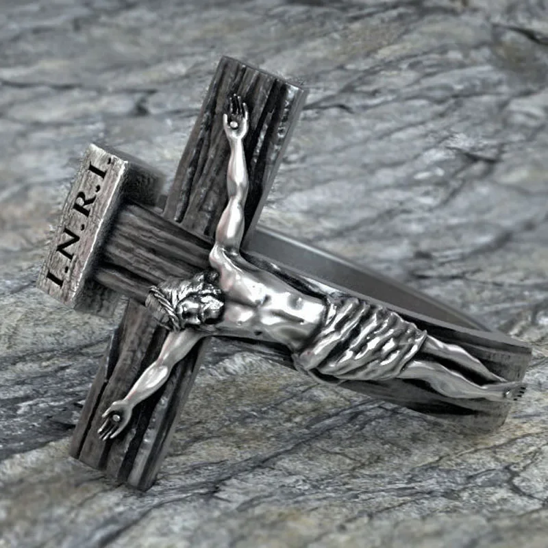 8g Jesus Christ Crucifix Cross Christian Rings  Customized 925 Solid Sterling Silver Rings Many Sizes 6-13