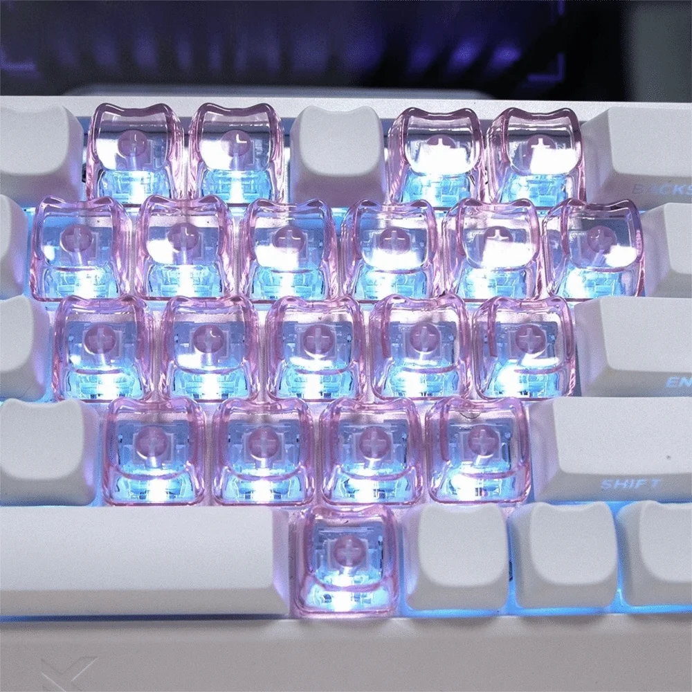 10Pcs New Transparent Cat Shaped Keycaps PBT Cartoon MAO Profile Keycaps 1U Blank Key Caps For MX Switch Keyboard