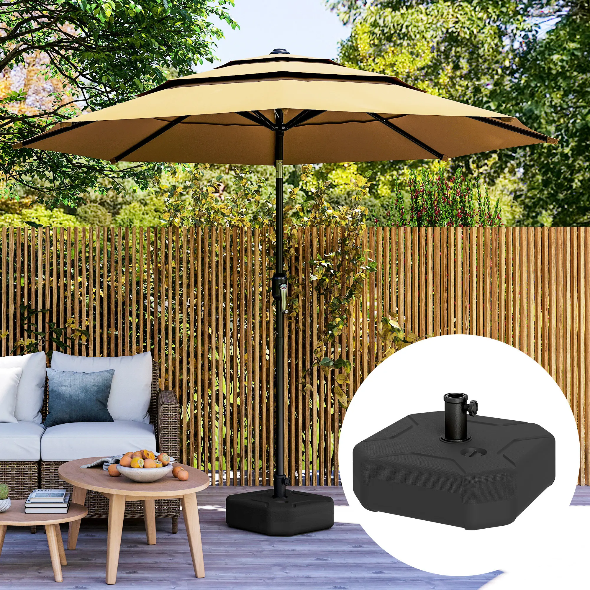 Heavy Duty Outdoor Umbrella Stand Base, Stand/Water Filled Umbrella Base, Black