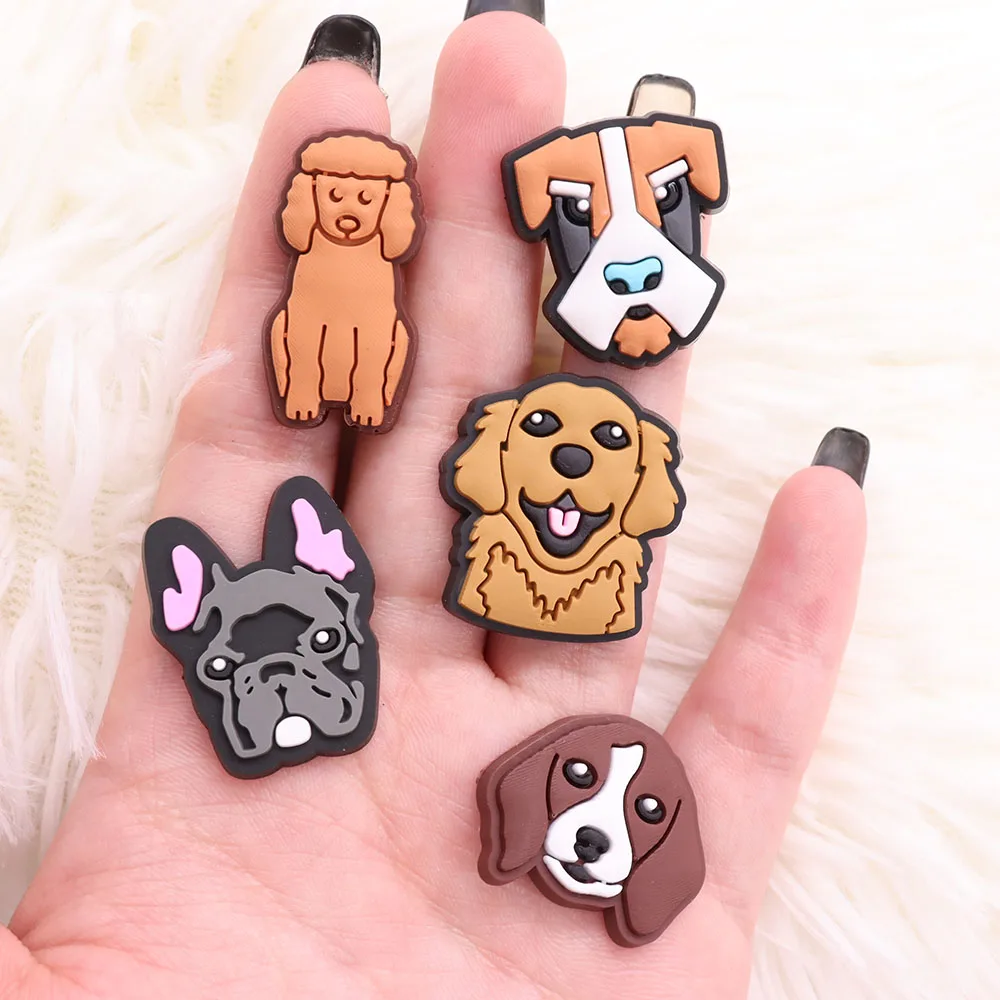 1Pcs PVC Lovely Dogs Animals Border Collie Slippers Shoe Charms Boys Girls Buckle Accessories Clog DIY Birthday Gift