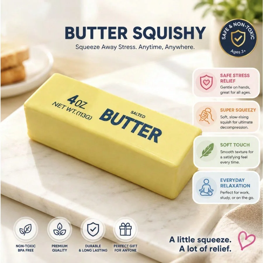 PU Slow Rising Butter Stick Squishies Portable Super Soft Wet Sticky Hand Grab Elastic Cheese Squeeze Outdoor Camping Bedroom