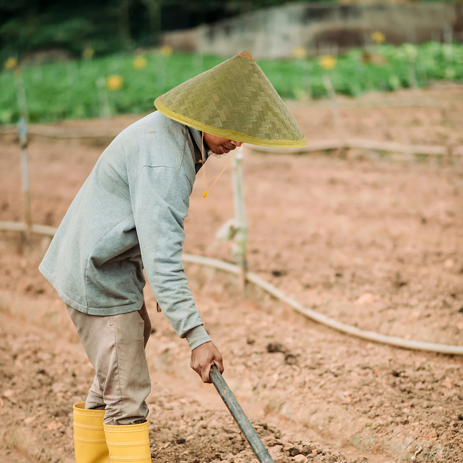 1 قطعة قبعة الخيزران الرجال النمط الصيني مخروطي المنسوجة قبعة الشمس للصيد في الهواء الطلق السفر التخييم الأشعة فوق البنفسجية حماية الظل