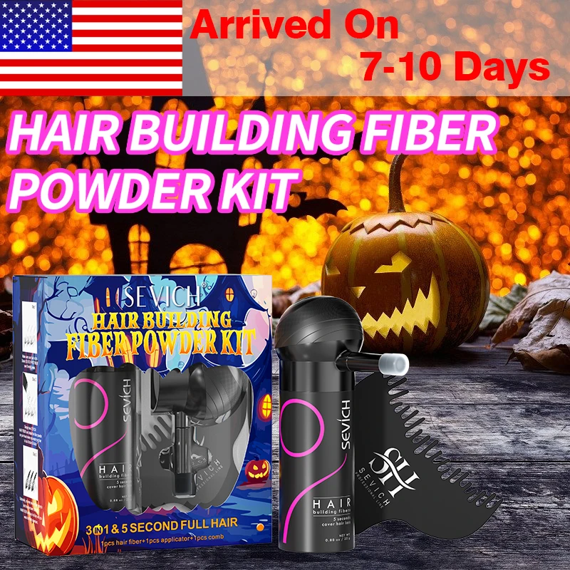 Halloween Gifts 3pcs Hair Fibers Regrowth Powders Keratin Applicator Hair Building Fibers Spray Pump Hair Growth Products