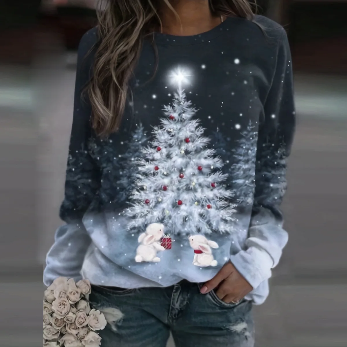 Lässige Pendlerjacke für Damen in Übergröße, modisch, Frühling, Herbst, Winter, Weihnachten, Joker-Pullover für europäische und amerikanische Märkte