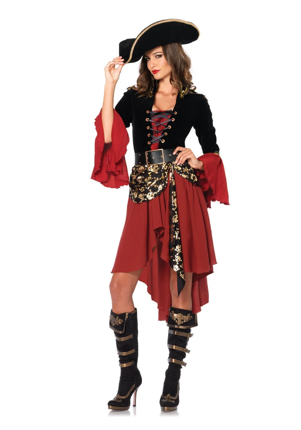 Costume da donna pirati Costume carnevale Halloween Fantasia Party Cosplay Dress Up