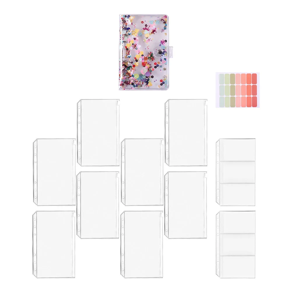 

A6 Account Book Money Saving Binder PVC Stainless Steel Multi function Cards Zipper Bag Notebook Practical Design Good Quality