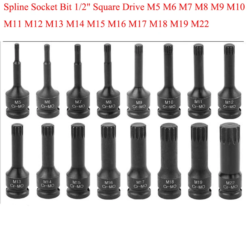 Torx Security Screwdriver Bit Set, 12 Point S2 Steel Impact Driver, M5 M6 M7 M8 M9 M10 M11 M12 M13 M14 M15 M16 M17 M18 M19 M22