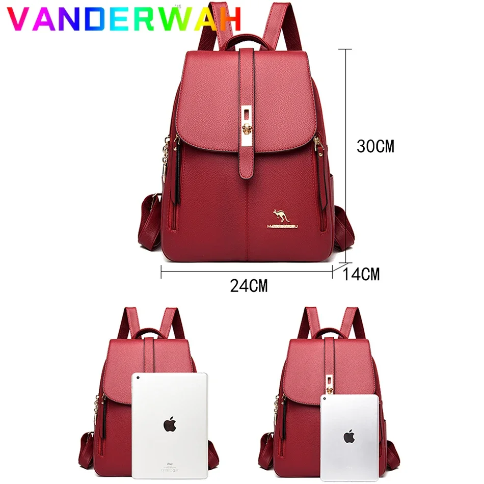 2024 Genuine Women Leather Backpacks Shoulder Bags Female Backpack Ladies Travel Rucksack Mochilas School Bags For Teenage Girls