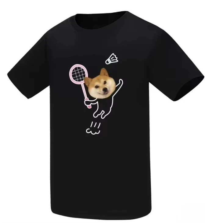 صيف جديد شيبا اينو جرو هريرة الريشة البدلة القطنية المطبوعة الرياضية قصيرة الأكمام تي شيرت للجنسين