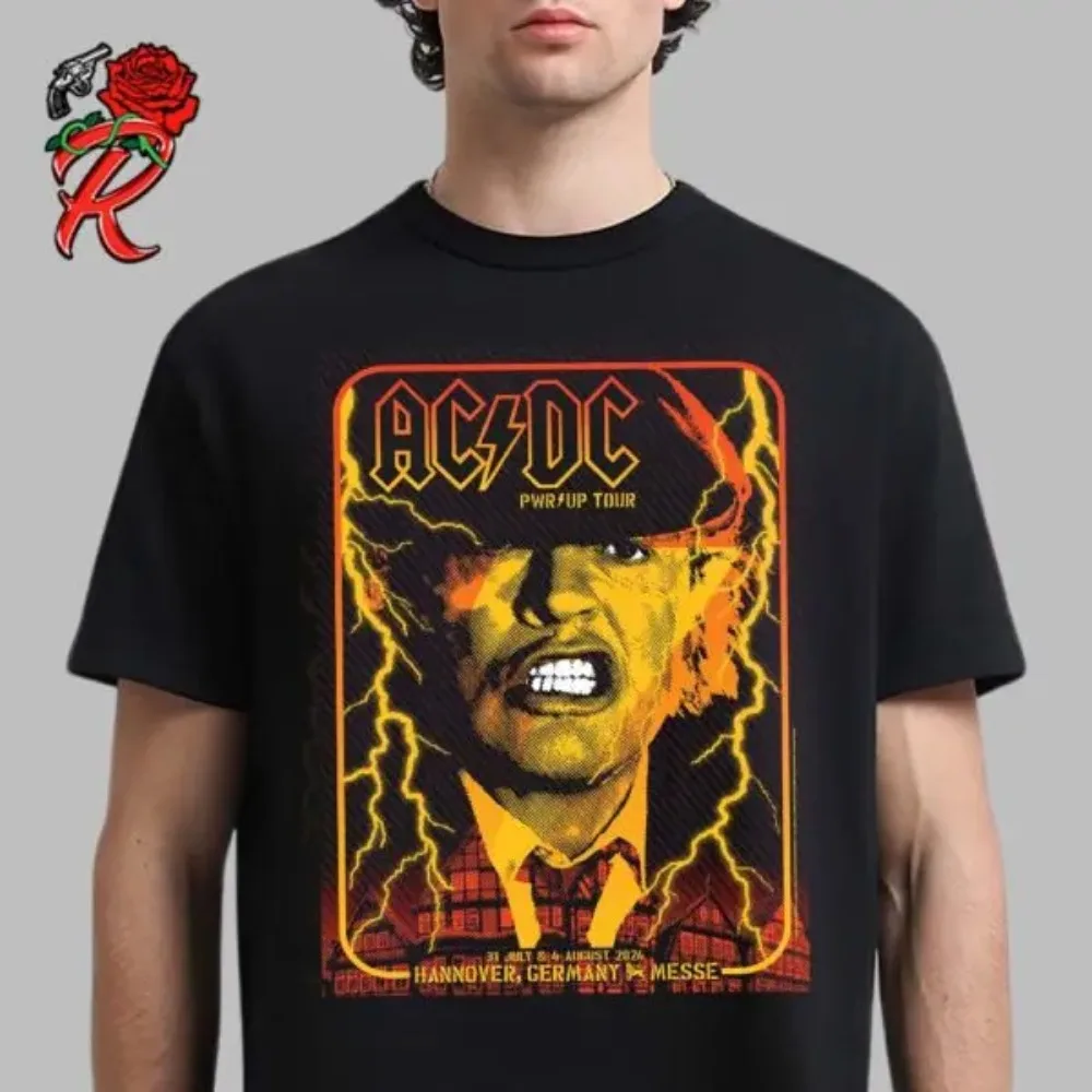

AC DC Band Concert Summer 2025 Europe Tour Poster Classic Men's and Women's T-shirt Printed Short Sleeve