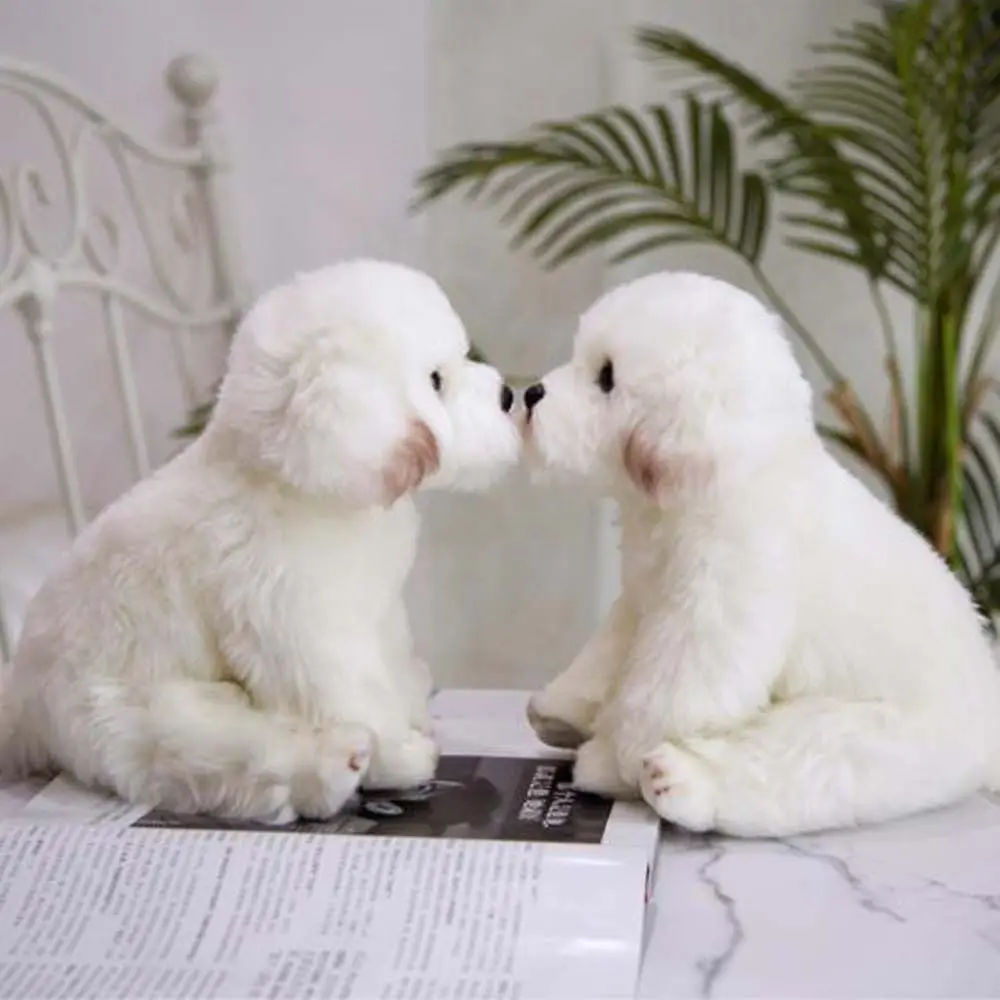 

Christmas Stuffed Animal Maltese Stuffed Dog Simulation Home Decoration Maltese Lifelike Pets Fluffy Puppy Dog Baby