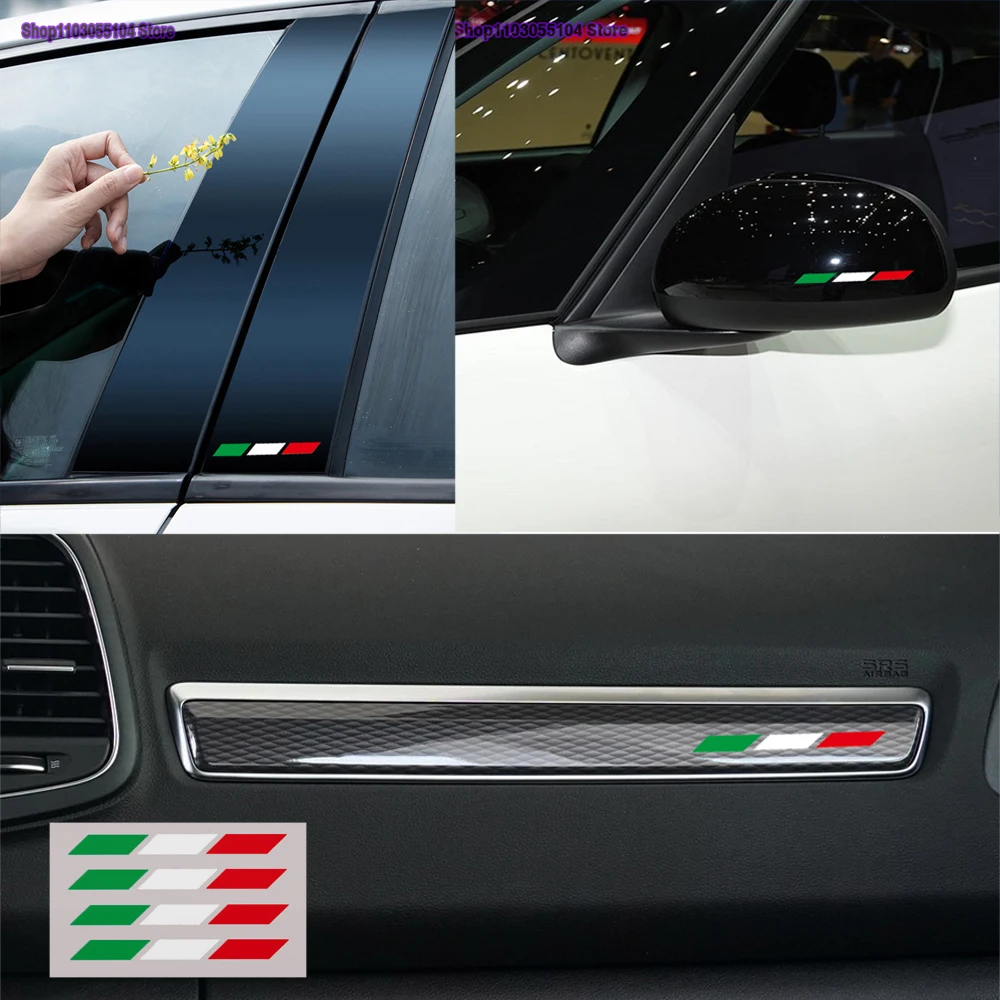 4pcs Reflective Italian Flag Color Vinyl Car Rearview Mirror Auto Body Sticker For Lancia Ypsilon Musa Voyager Thema Delta