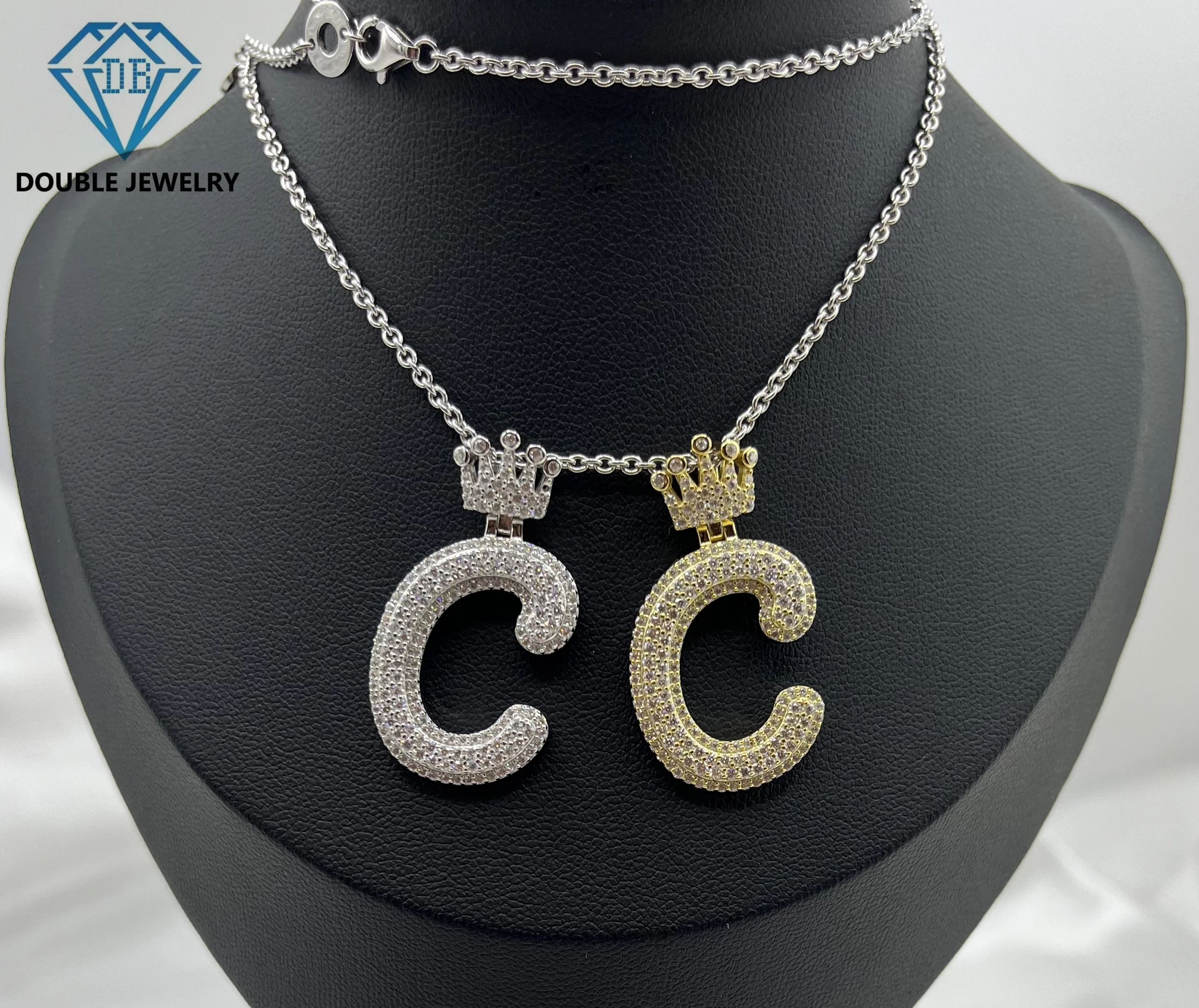 

Double Jewelry Couple Jewelry Crown C letter design moissanite pendant for necklace S925 sterling silver pendant fashion jewelry