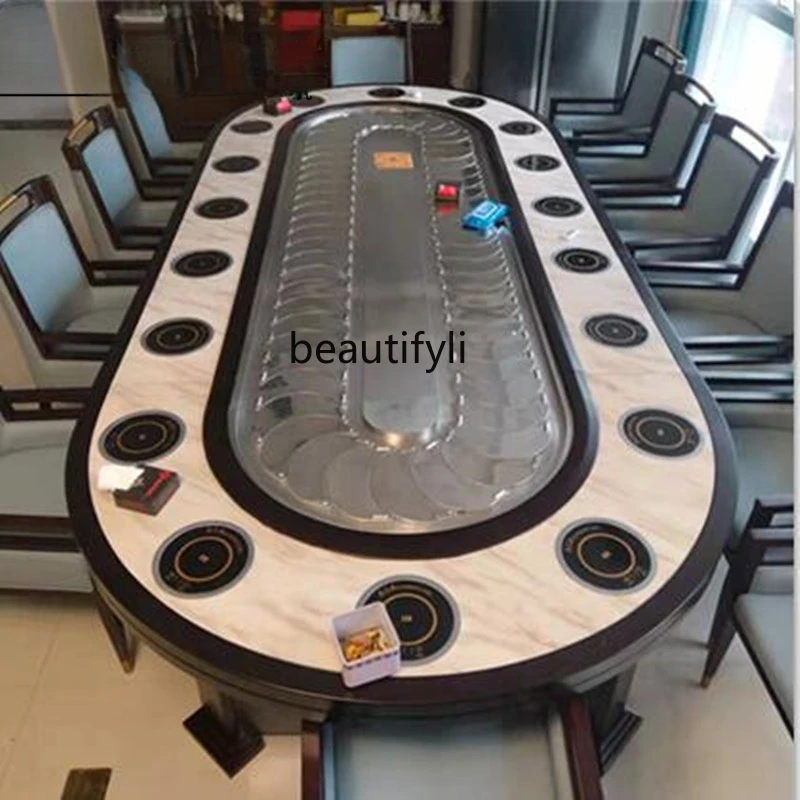 New Chinese Style Hotel Electric Dining Table Large Oval round Table Rectangular Restaurant Long Table Rotating Conveyor Belt