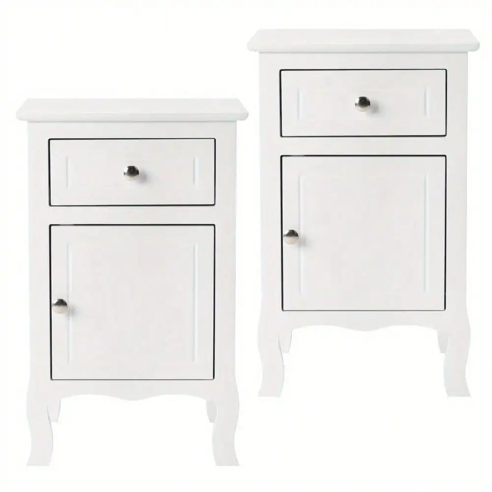 

Set Of 2 Bedroom Bedside Side Table Nightstand Home Accent Table Decor with Door