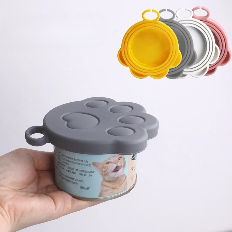 Silicone Dog Cat Canned Lid with Spoon Reusable Food Sealer Spoon Pet Food Cover Storage Fresh-keeping Lids Bowl Dog Accessories