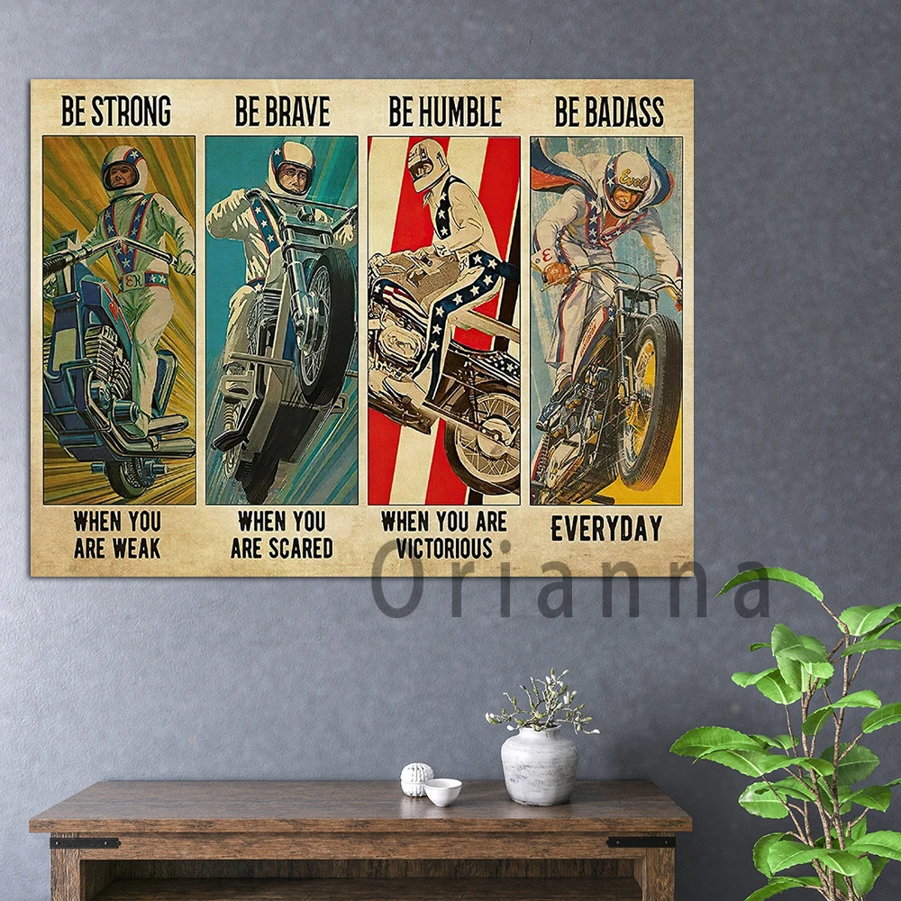 

Be Strong Be Brave Be Humble Motorcycle Poster Motor Knowledge Poster Gift Poster For Lover Motor Retro Racing Home Decor Print