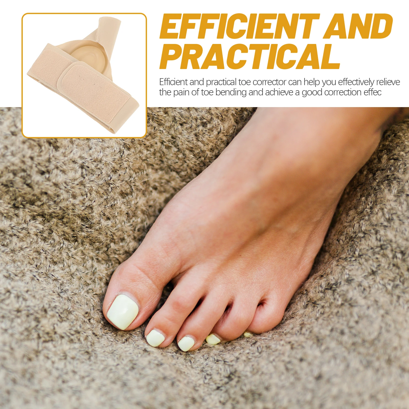 

Toe Separators Bunions Correction Brace Day Night Use Skin Color Left Foot Thumb Splint Toe Straighteners Crooked Toes