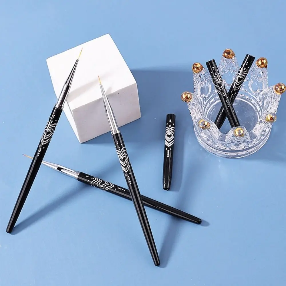 

Кисти для дизайна ногтей с металлической ручкой, черные, тонкие, для УФ-геля, 7 мм/9 мм/11 мм, для рисования и нейл-арта