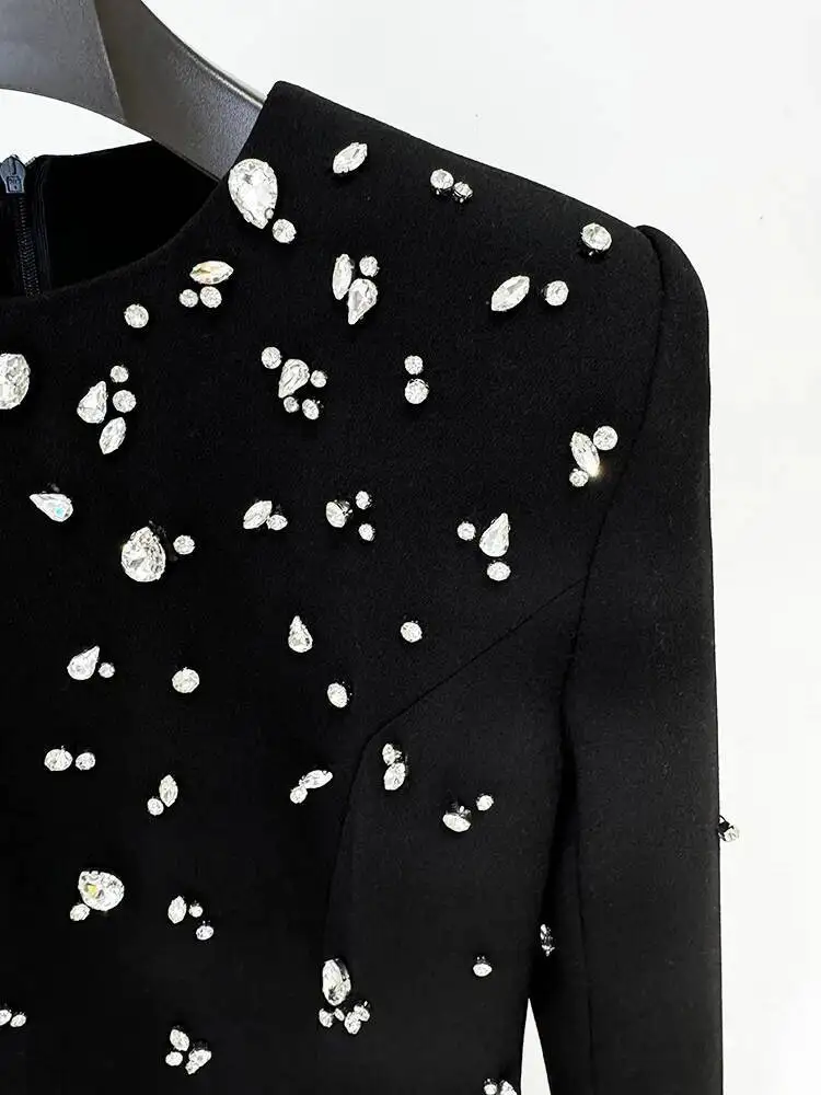 TOP QUALITÉ Date 2025 Designer De Mode Femmes Strass Dias Perlé Longue Robe Maxi