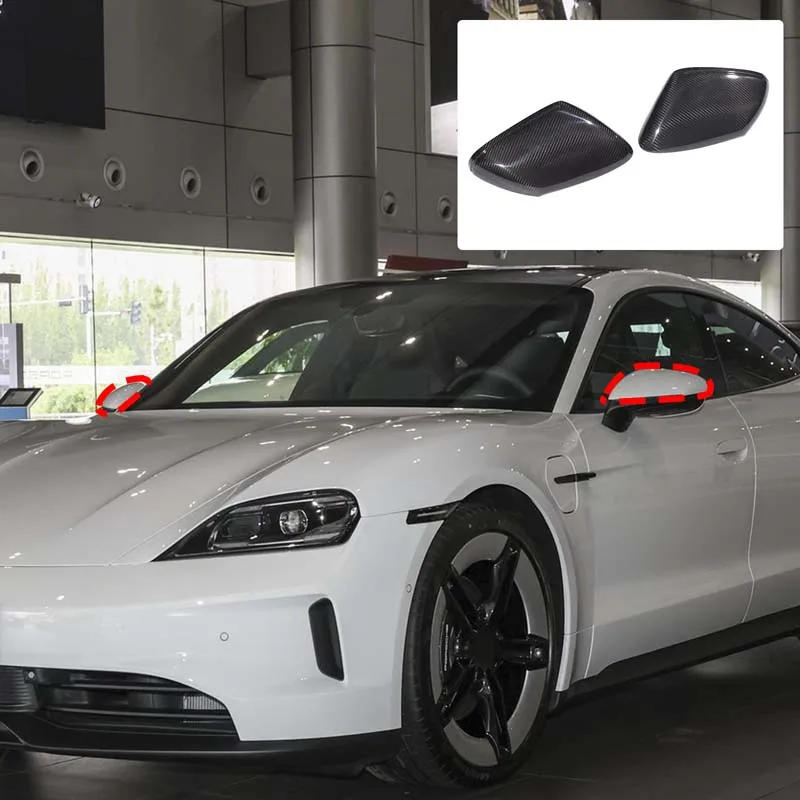 

For Porsche Taycan 2019-2025 Automotive Exterior Rearview Mirror Decorative Cover Genuine Carbon Fiber Car Accessories