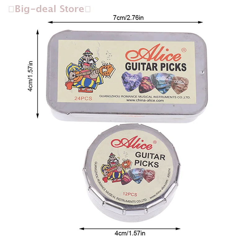 【M】12/24Pcs Acoustic Electric Guitar Picks Plectrums Multifunction Celluloid With Metal Picks Collection Box For Guitar Lovers