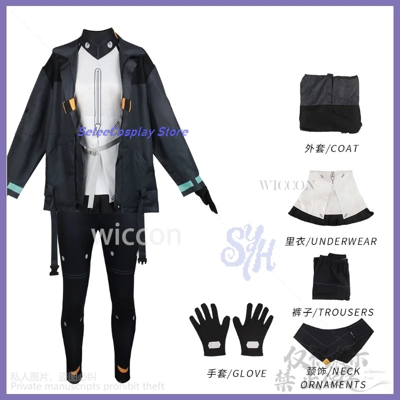 أنيمي Synduality تأثيري نوير زي الشرير معطف أسود السراويل Y2K الفتيات موضة هالوين عيد الميلاد كرنفال حفلة كوس مخصصة #2