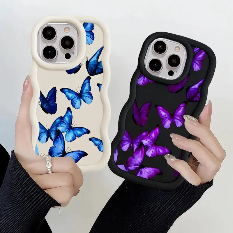 INS Retro Butterfly Phone Case for iPhone SE 8 7 15ProMax 12 Pro 11 Pro XS Max 14 Plus 13 Mini XR Soft Silicone Cover