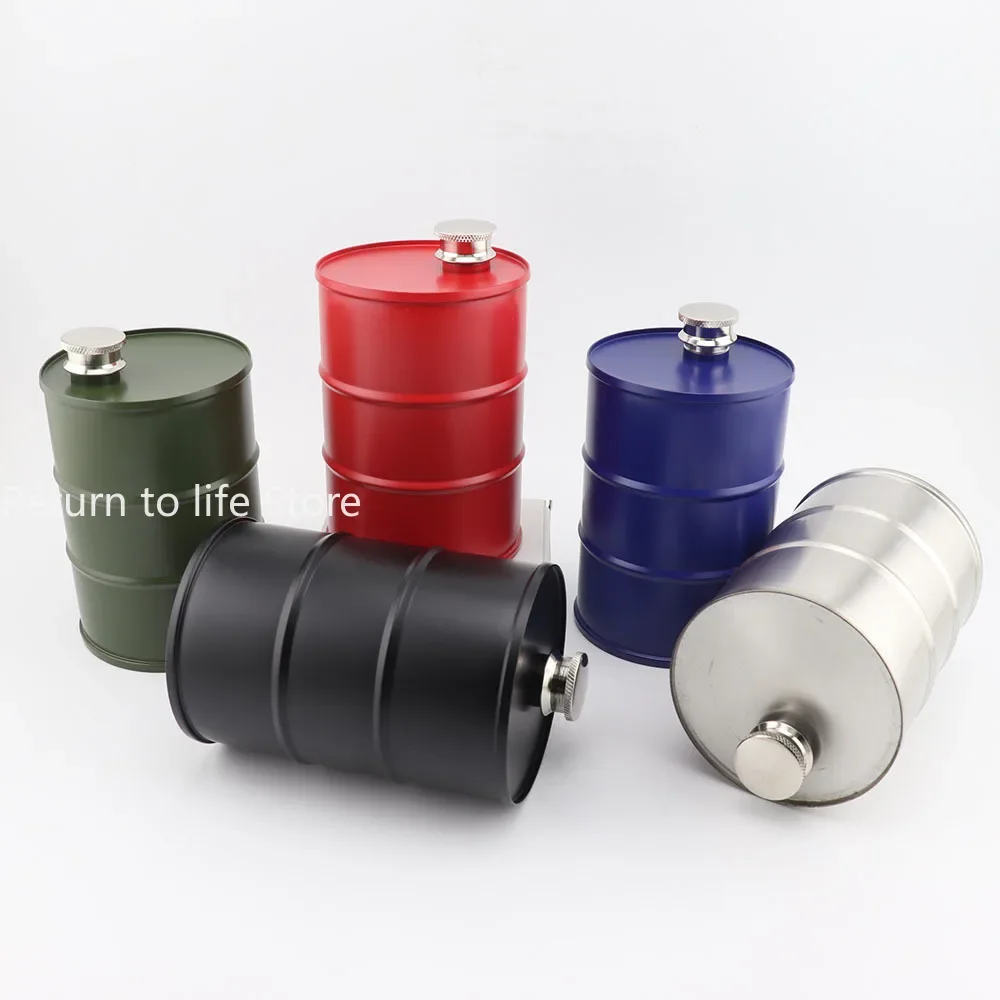 25oz Alcohol Liquor Hip Flask Vodka Oil Drums Whisky Flagon Barrel Shape Whiskey Jug Portable 304 Stainless Steel