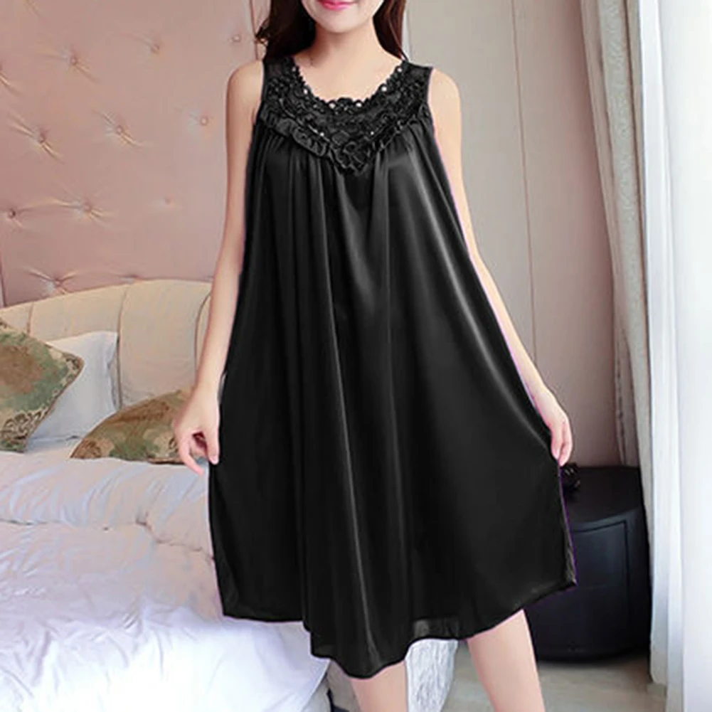 

Повседневная домашняя одежда Праздничная одежда для сна Розово-красная женская ночная рубашка Кружевное белье больших размеров Удобная свободная домашняя клубная одежда